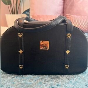MCM Black Leather Shoulder Bag 13 inches